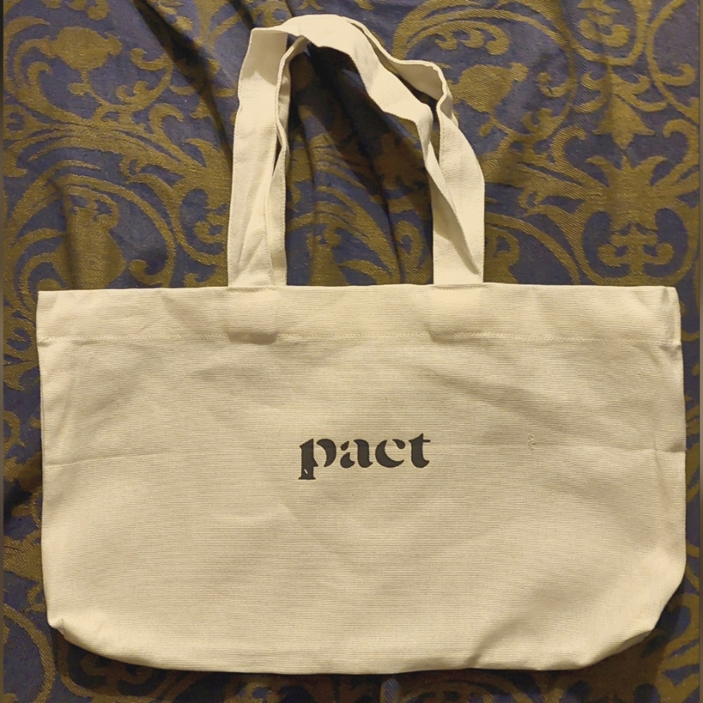 Pact White East West Canvas Tote 14" x 8"